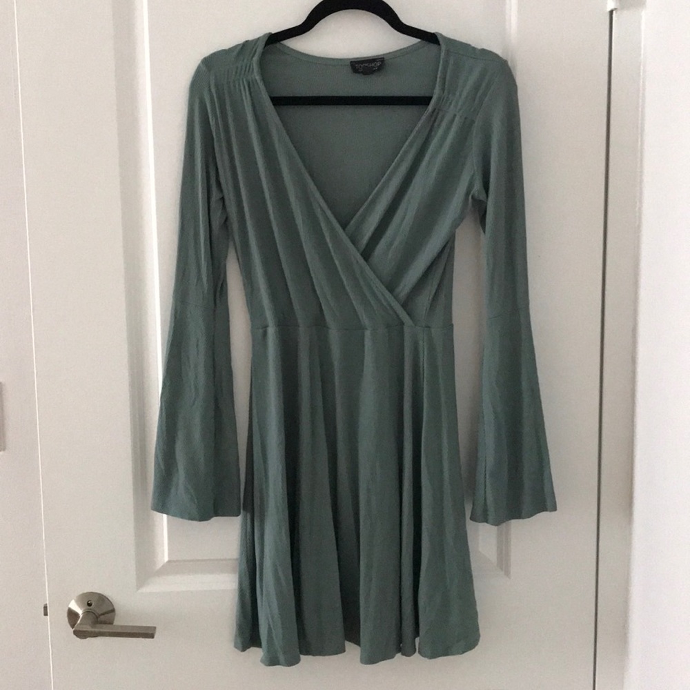 Topshop fit and flare bell sleeved mini dress